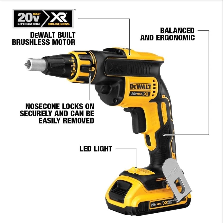DEWALT 20V MAX XR Drywall Screw Gun Cordless 4 400 RPM LED Light Bare Tool Only DCF620B Amazon