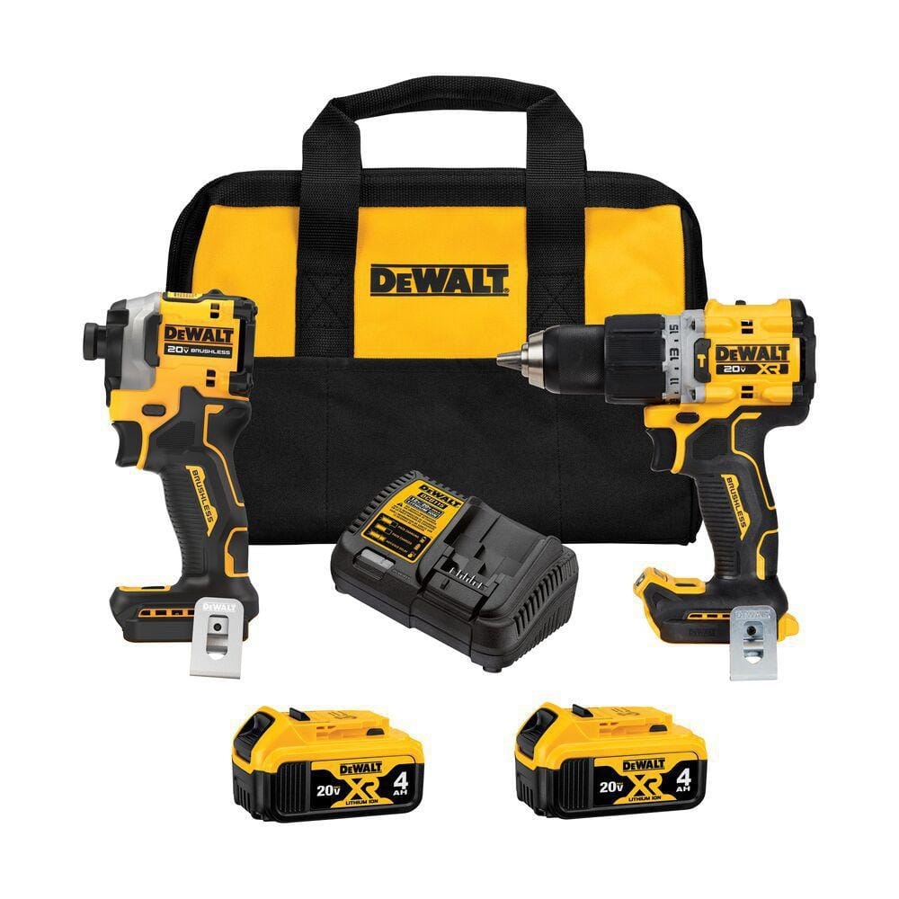 DEWALT 20V MAX XR Hammer Drill And ATOMIC Impact Driver 2 Tool Cordless Combo Kit With 2 4 0Ah Batteries Charger And Bag DCK2050M2 The Home Depot