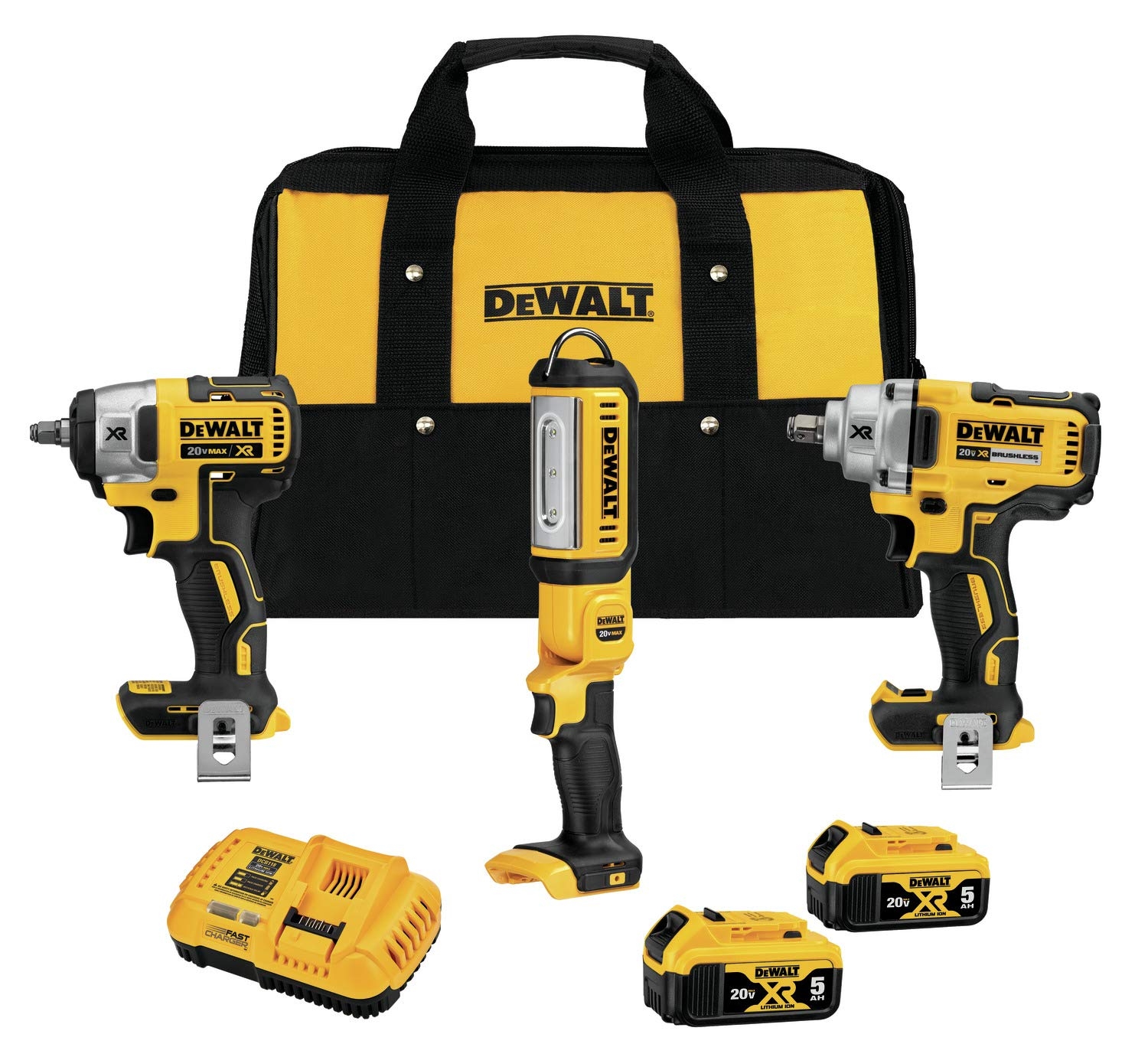 DEWALT 20V MAX XR Impact Wrench Combo Kit 1 2 Inch 3 8 Inch With LED Handheld Area Light 3 Tool DCK302P2 Amazon