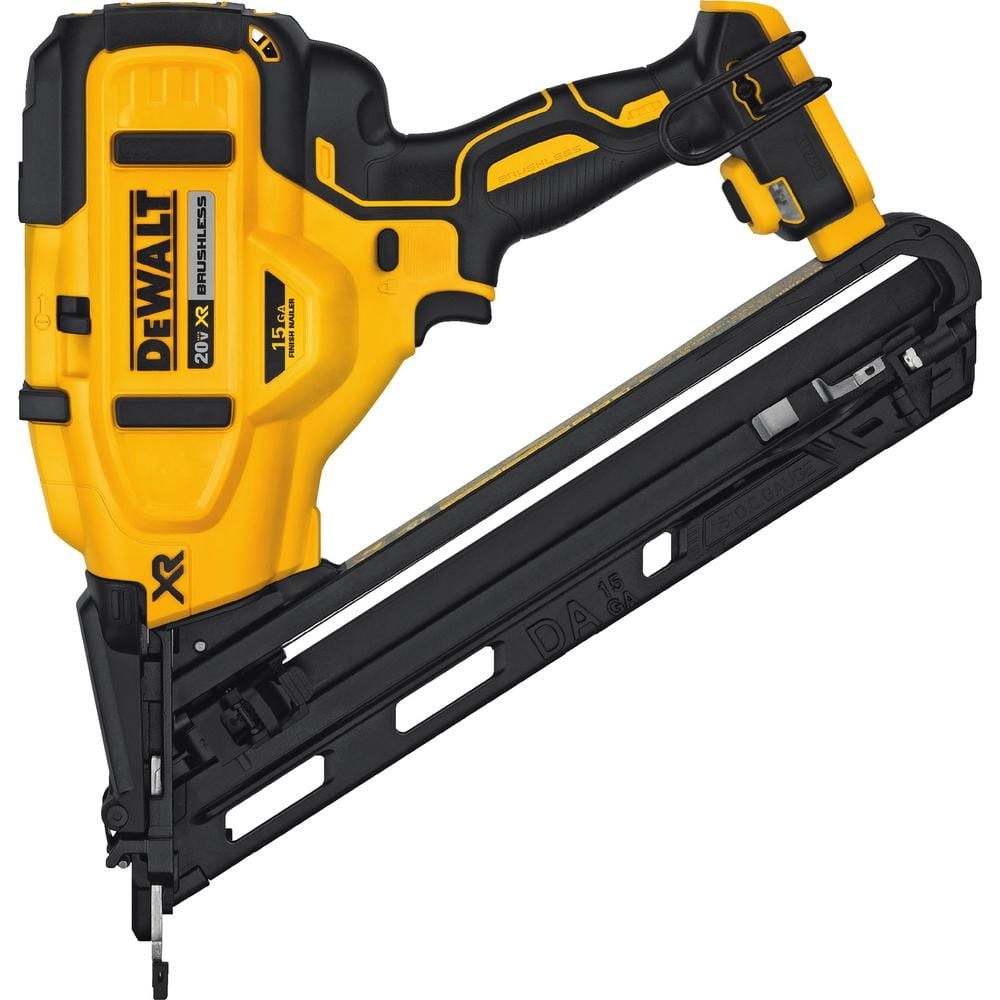 DEWALT 20V MAX XR Lithium Ion Cordless 15 Gauge Angled Finish Nailer Tool Only DCN650B The Home Depot