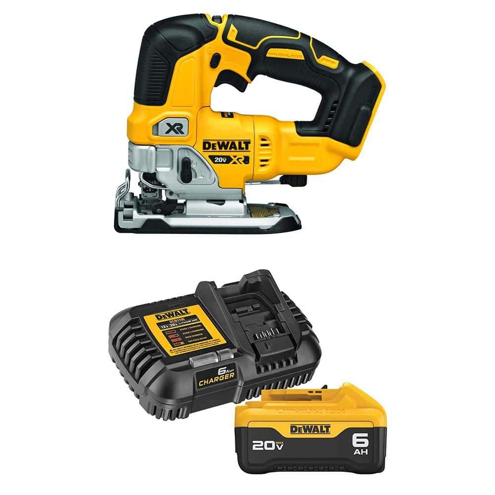 DeWalt 20V Max XR Lithium Ion Cordless Brushless Jigsaw With 6 0 Ah Battery Pack And Charger Kit
