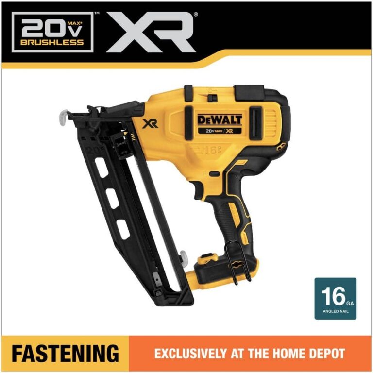 DEWALT 20V MAX XR Lithium Ion Electric Cordless 16 Gauge Angled Finishing Nailer Tool Only DCN660B The Home Depot