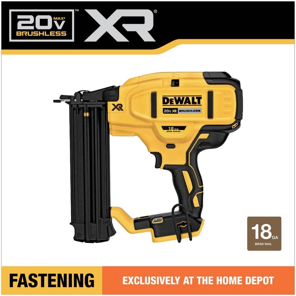 DEWALT 20V MAX XR Lithium Ion Electric Cordless 18 Gauge Brad Nailer Tool Only DCN680B The Home Depot