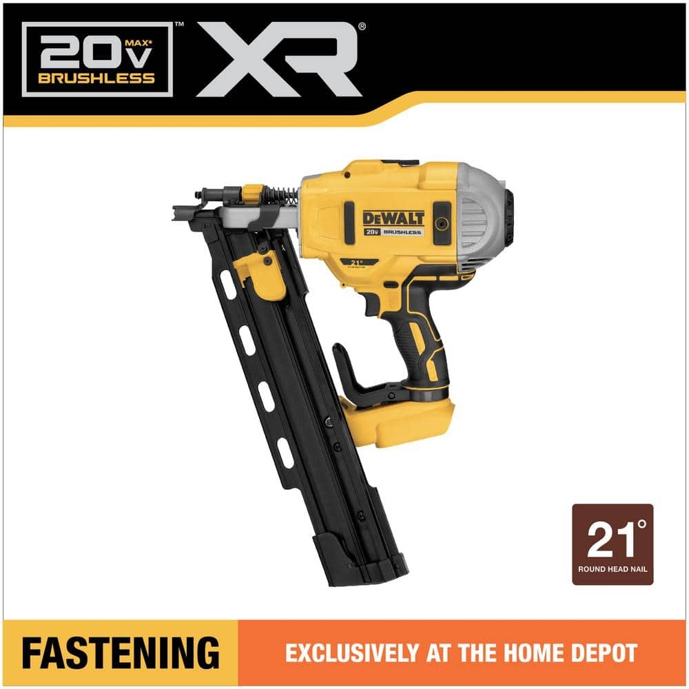 DEWALT 20V MAX XR Lithium Ion Electric Cordless Brushless 2 Speed 21 Plastic Collated Framing Nailer Tool Only DCN21PLB The Home Depot