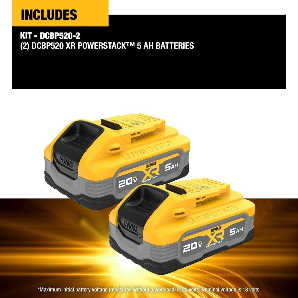 DEWALT 20V MAX XR POWERSTACK 5 Ah Lithium Ion Battery 2 Pack DCBP520 2 Amazon