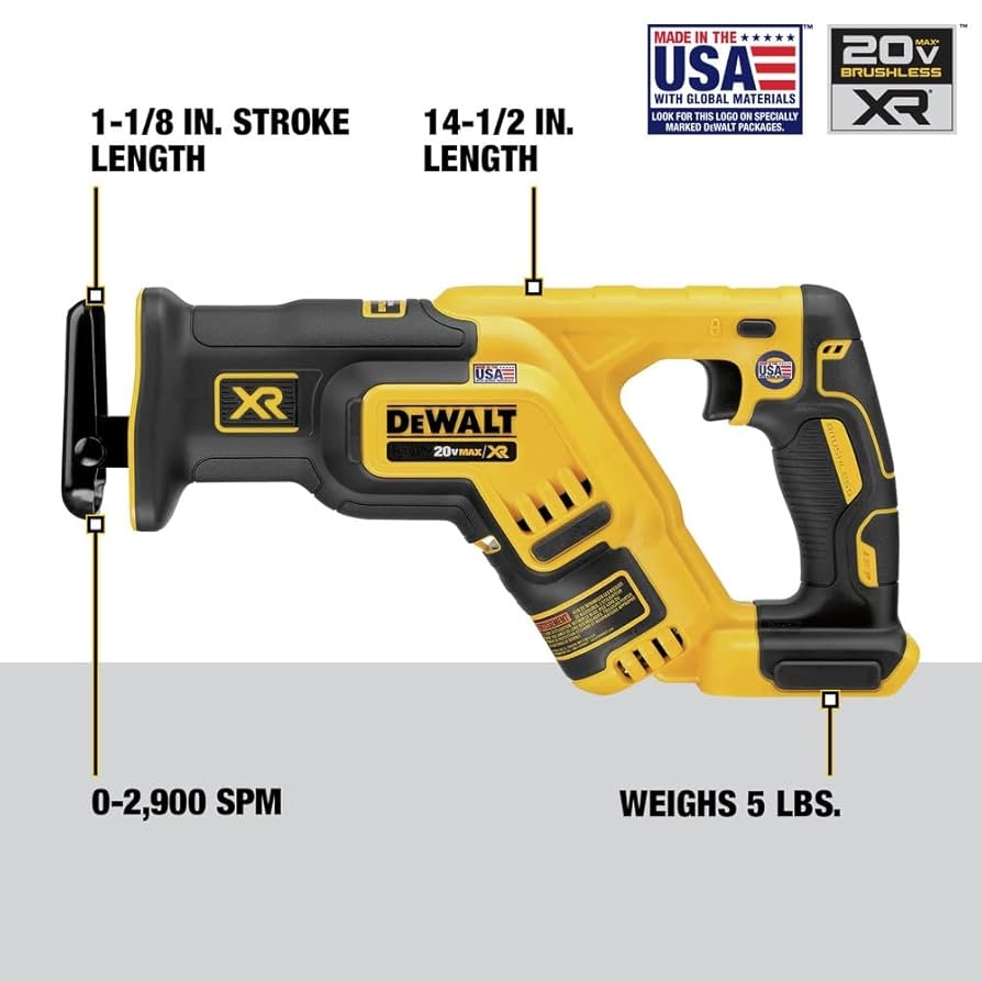 DEWALT 20V MAX XR Reciprocating Saw Compact Bare Tool Only DCS367B Amazon
