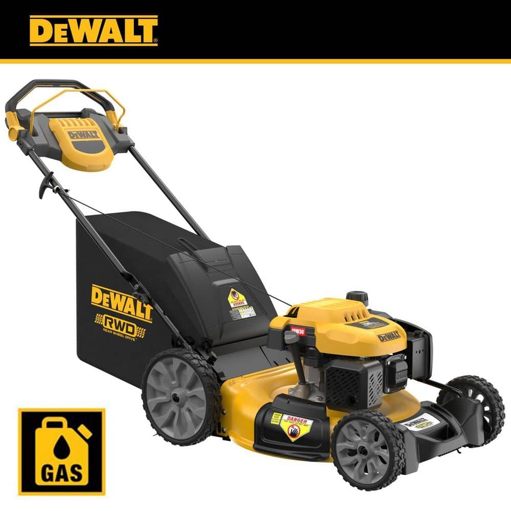 DEWALT 21 In 196cc E GOV Engine 3 in 1 Gas RWD Self Propelled Lawn Mower With High Rear Wheels DW12ABP3RJ039 The Home Depot