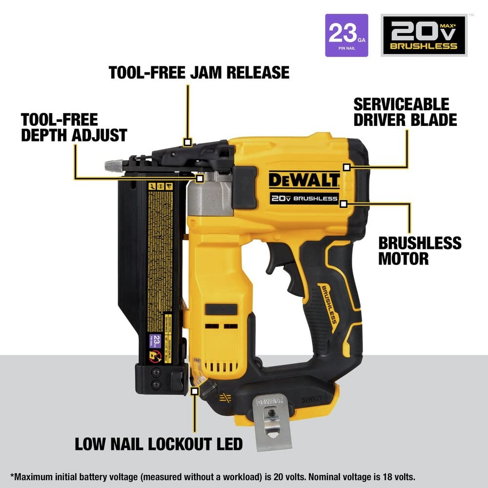 Dewalt 23 Gauge Pin Nailer 18v DEWALT 20V MAX Pin Nailer Cordless Magic For Trim Work 23 Gauge Power Tools