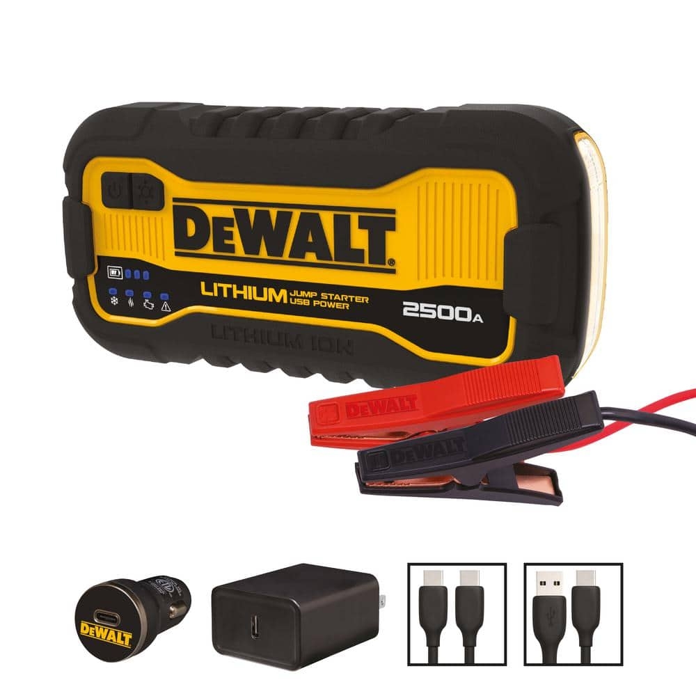 DEWALT 2500 Peak Amp Lithium Jump Starter With USB Power Bank DXAELJ25 The Home Depot