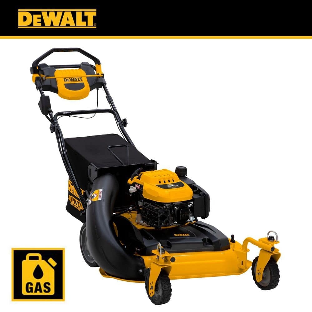 DEWALT 28 In 224cc E GOV Engine 3 in 1 Gas RWD Self Propelled Lawn Mower With High Rear Wheels DW12ABW6RK039 The Home Depot