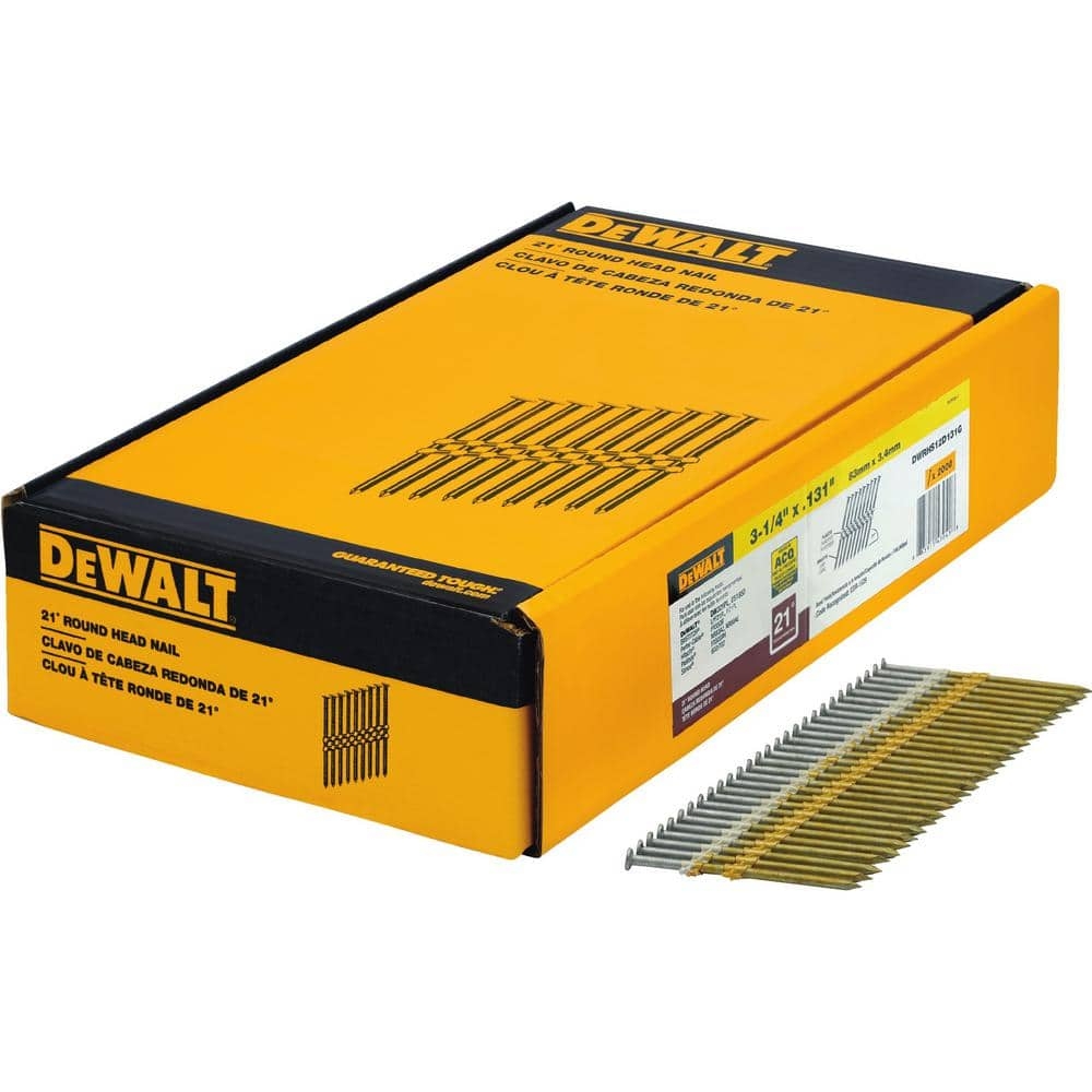 DEWALT 3 1 4 In X 0 131 In Galvanized Metal Framing Nails 2000 Per Box DWRHS12D131G The Home Depot