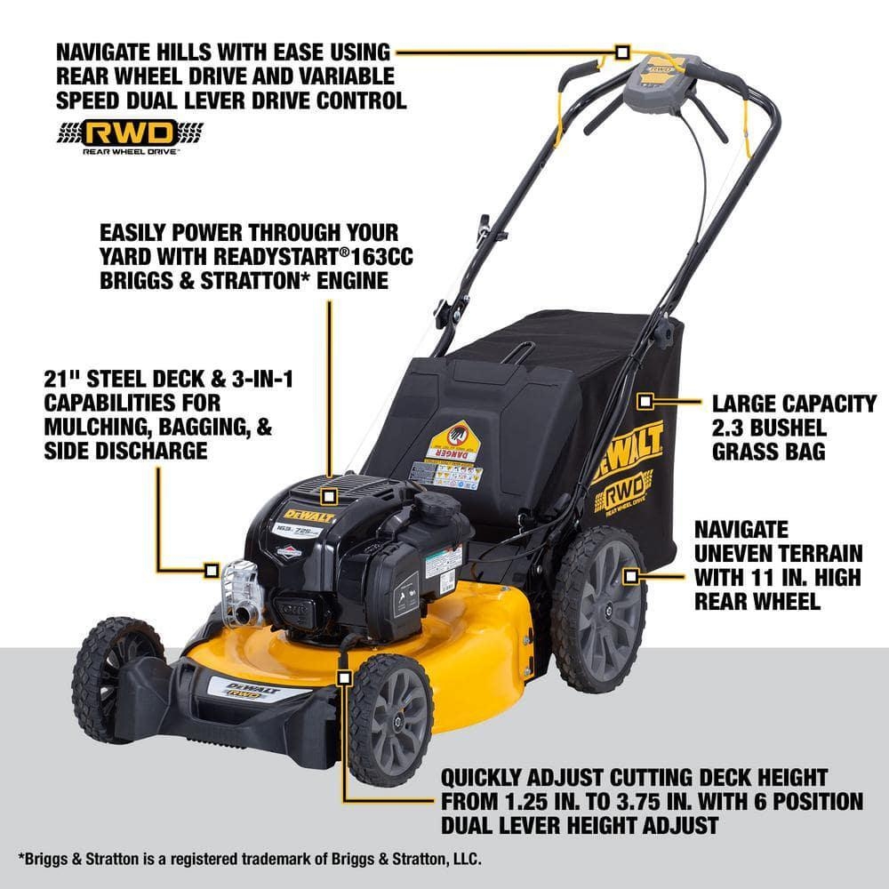 DEWALT 3 in 1 Self Propelled RWD Gas Mower 21