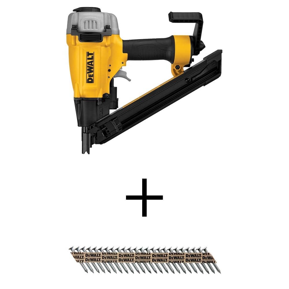 DeWalt 35 Degree Pneumatic Metal Connector Nailer With 1 1 2 In X 0 131 In Galvanized Metal Connecting Nails 2000 Per Box