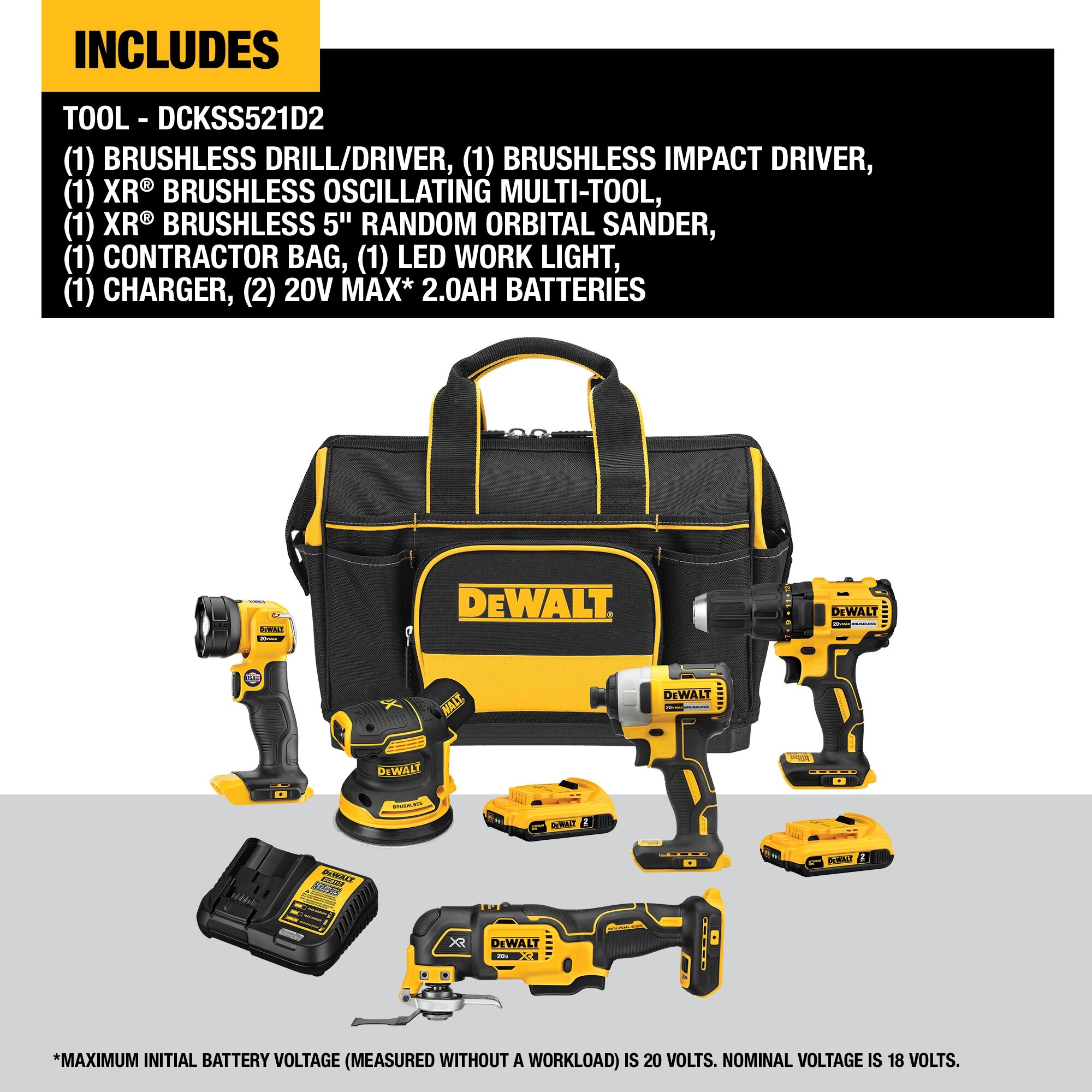 dewalt 5 piece combo kit