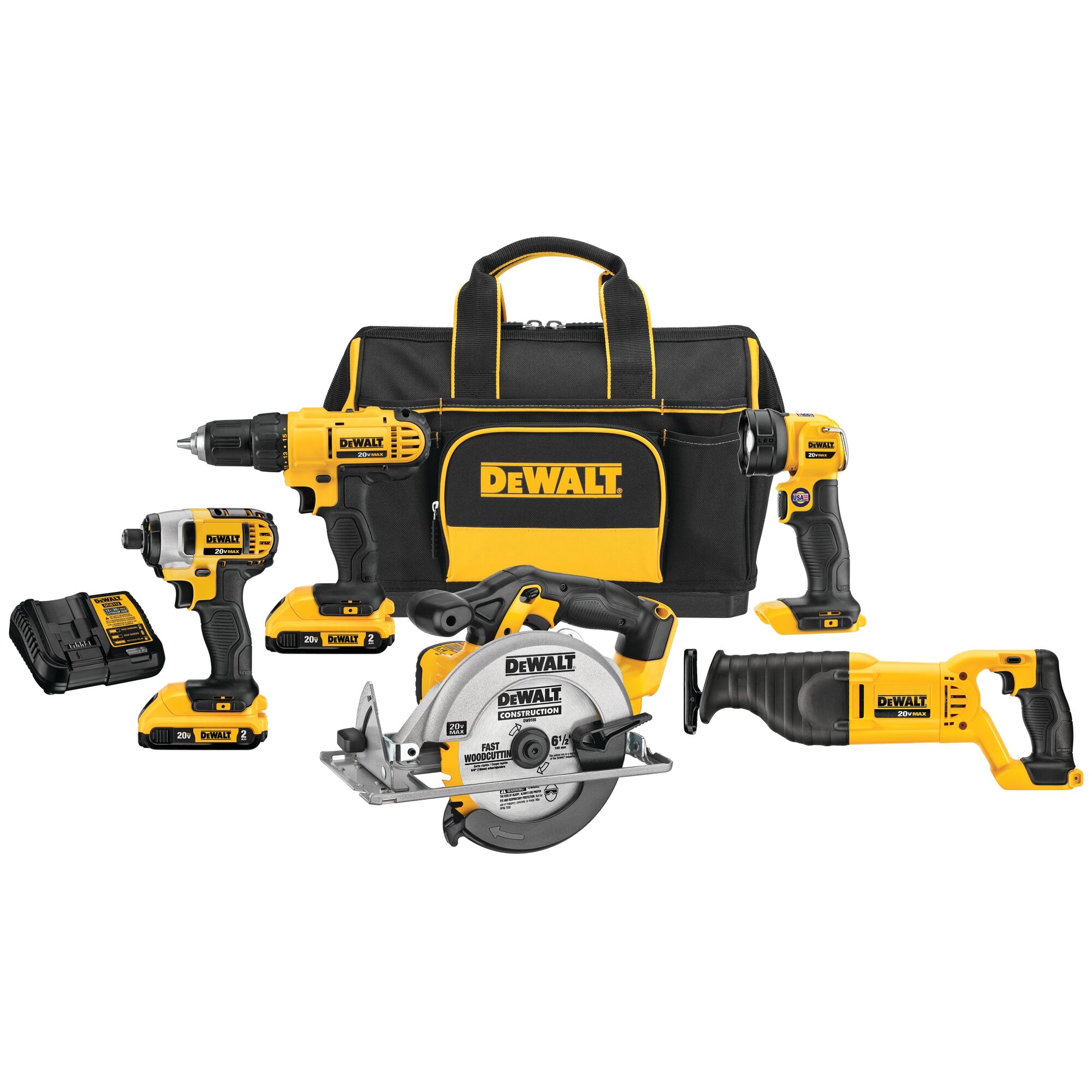 DEWALT 5 Tool 20 Volt Max Power Tool Combo Kit With Soft Case 2 