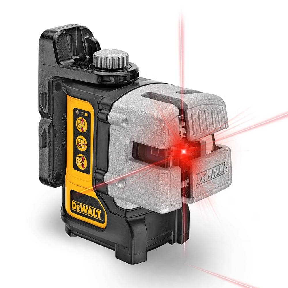 DEWALT 50 Ft U0026 165 Ft Red Self Leveling 3 Beam Cross Line Laser Level With 4 AA Batteries U0026 Case DW089K The Home Depot