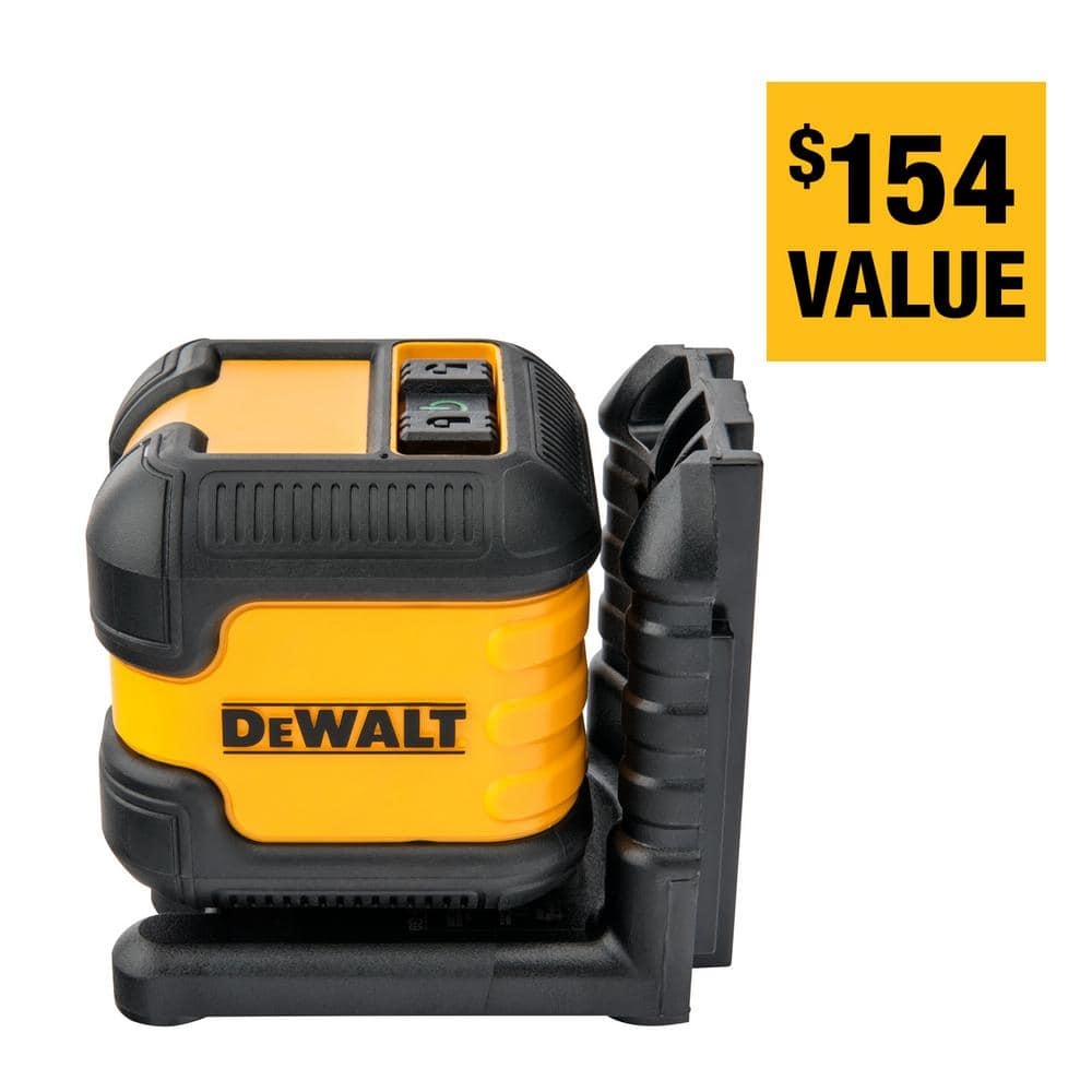 DEWALT 55 Ft Green Self Leveling Cross Line Laser Level With 2 AA Batteries Case DW08802CG The Home Depot