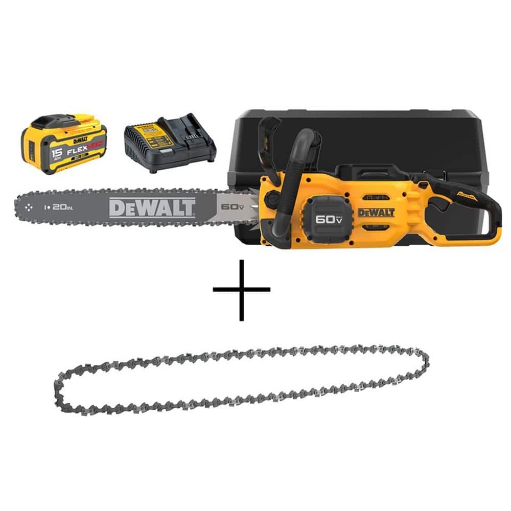 DEWALT 60V MAX 20in Brushless Battery Powered Chainsaw Kit 1 FLEXVOLT 5Ah Battery Charger U0026 20in Chain 68 Link DCCS677Z1WDT620 The Home 