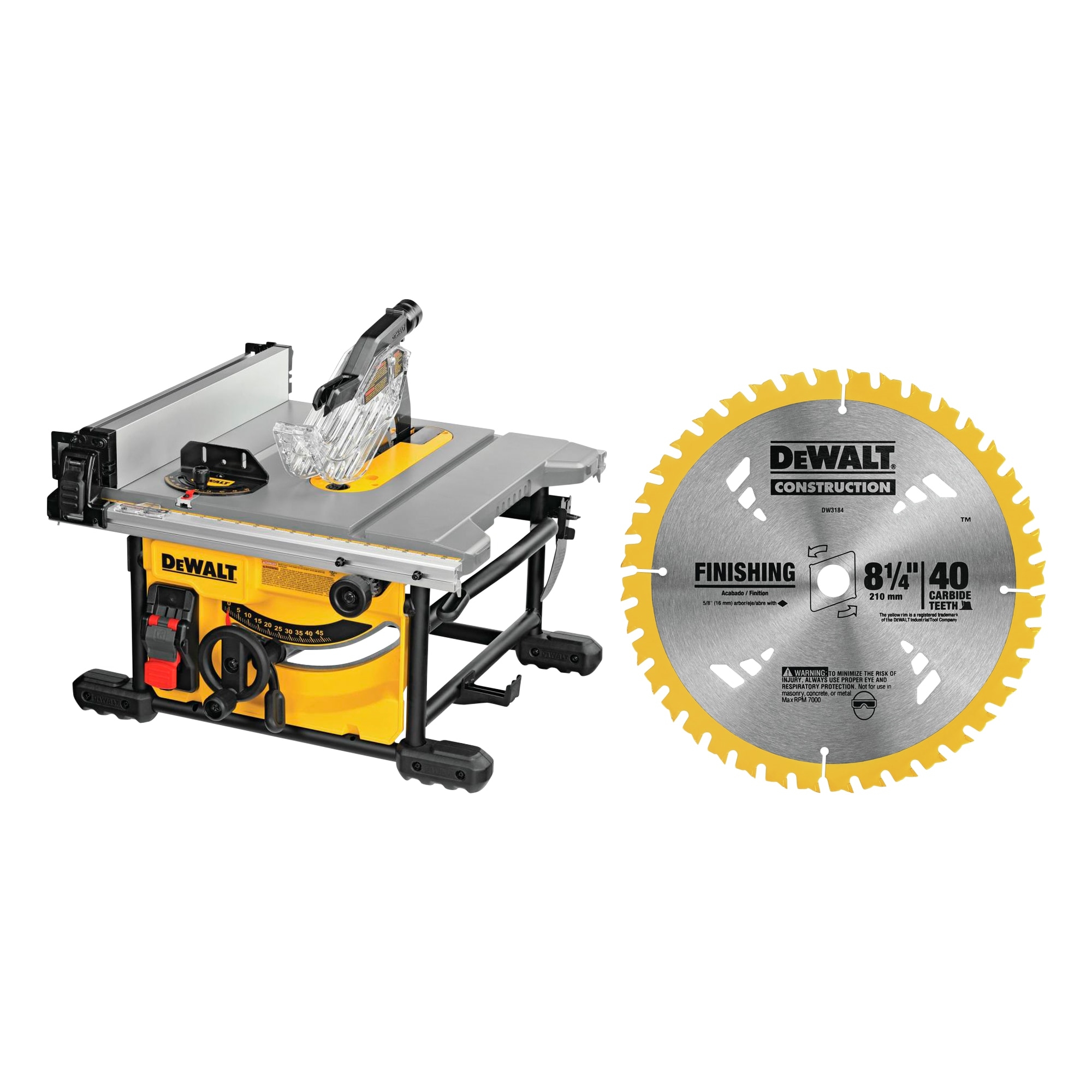 DEWALT 8 25 in Carbide Tipped Blade Portable Table Saw U0026 Construction 8 1 4 in 40 Tooth Segmented Tungsten Carbide Tipped Steel Circular Saw Blade