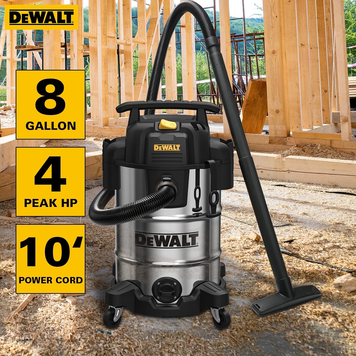 DEWALT 8 Gallon Wet Dry Vacuum Bundle With POWERTEC 2 1 2 Inch 
