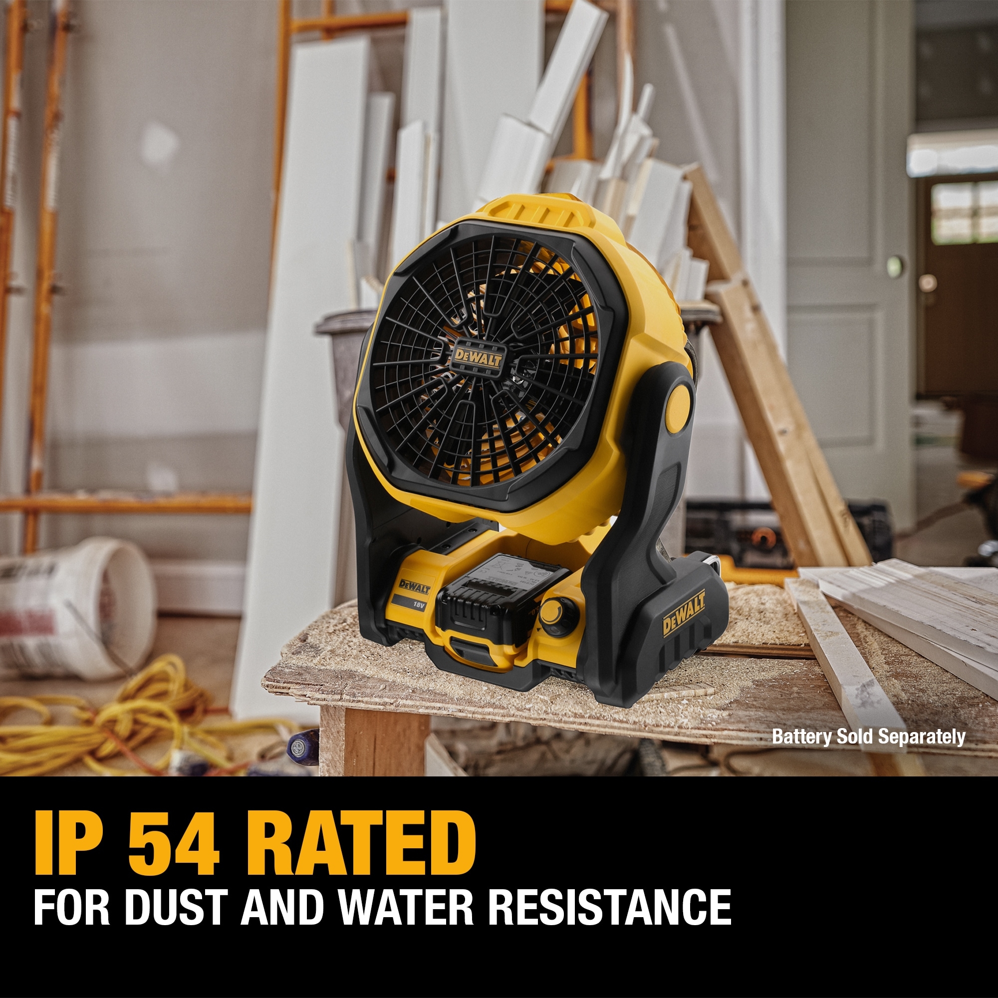 DEWALT 8 in 20 Volt 3 Speed Indoor Outdoor Yellow Jobsite Fan Battery And Charger Included DCE512P1 At Lowes