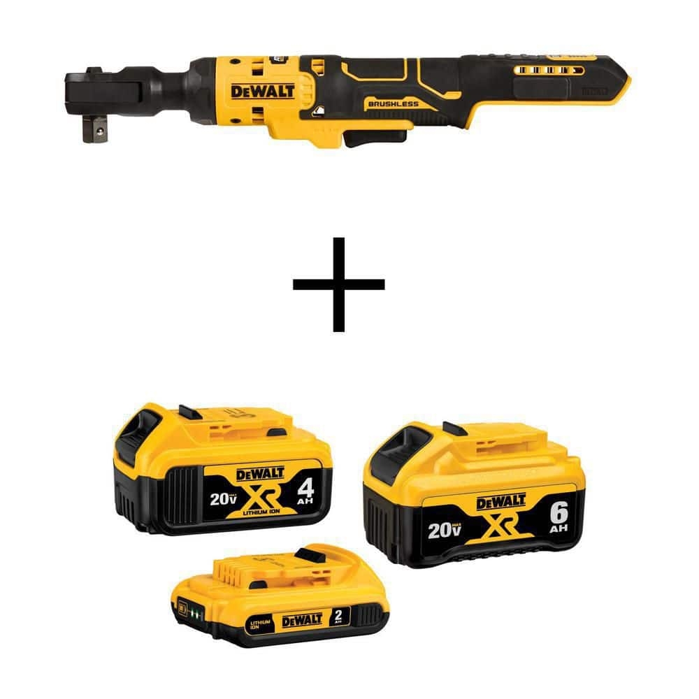 DEWALT ATOMIC 20V MAX Cordless 1 2in Ratchet 20V MAX XR 6 0Ah Battery 20V MAX XR 4 0Ah Battery And 20V MAX 2 0Ah Battery DCB346 3WCF512B The Home Depot
