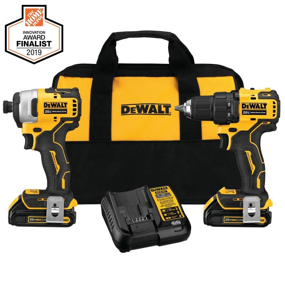 DEWALT ATOMIC 20V MAX Cordless Brushless Compact Drill Impact 2 Tool Combo Kit With 2 1 3Ah Batteries Charger And Bag DCK278C2 The Home Depot