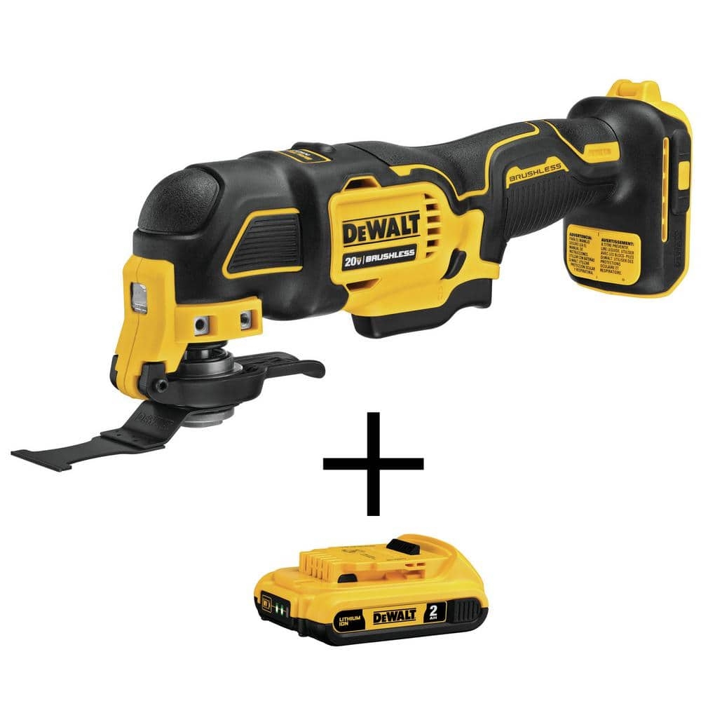 DEWALT ATOMIC 20V MAX Cordless Brushless Oscillating Multi Tool And 1 20V 2 0Ah Battery DCS354BWDCB203 The Home Depot