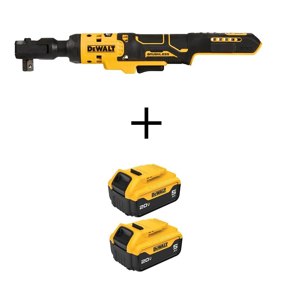 DEWALT ATOMIC 20V MAX Lithium Ion 1 2 In Cordless Ratchet With 2 20V MAX Premium Lithium Ion 5 0 Ah Battery Packs DCF512BWCB205 2 The Home Depot