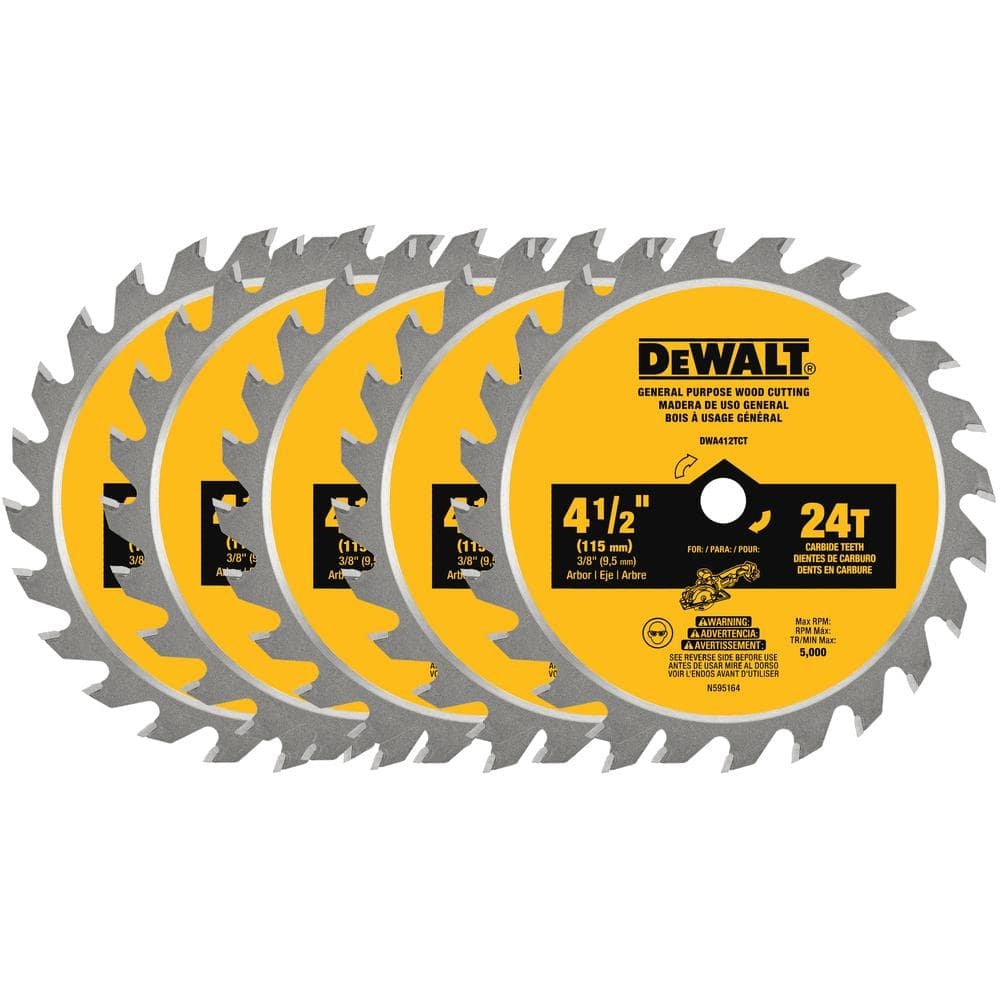 DEWALT Atomic 4 1 2 In 24 Tooth Circular Saw Blade 5 Pack DWA412TCTX5 The Home Depot
