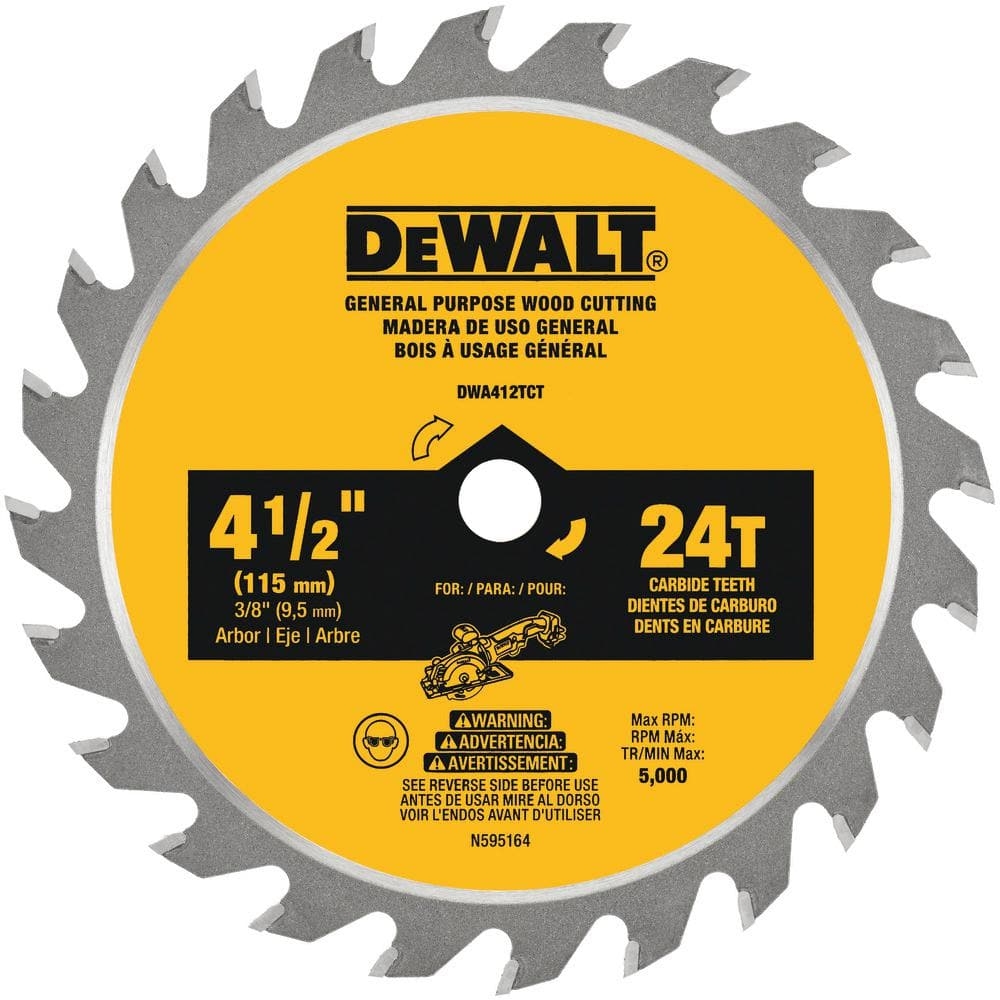 DEWALT ATOMIC 4 1 2 In 24 Tooth Circular Saw Blade DWA412TCT The Home Depot
