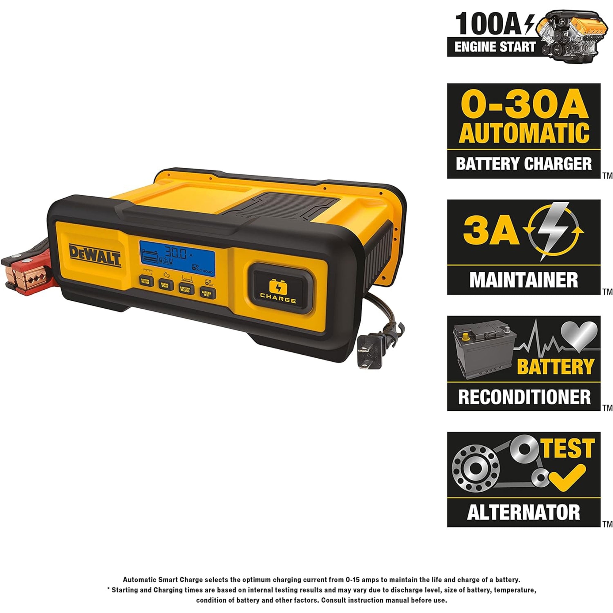DEWALT Auto Or Marine Battery Charger Maintainer With LCD Screen 30 Amps