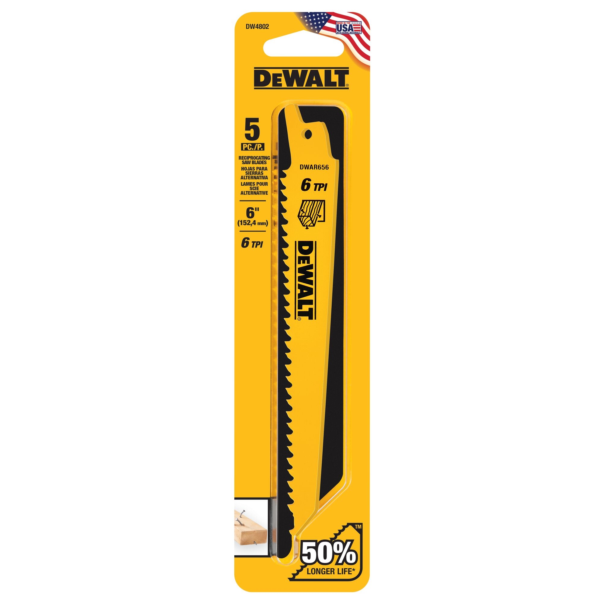DEWALT Bi metal 6 in 6 Tpi Wood Cutting Reciprocating Saw Blade 5 Pack DW4802 Z At Lowes
