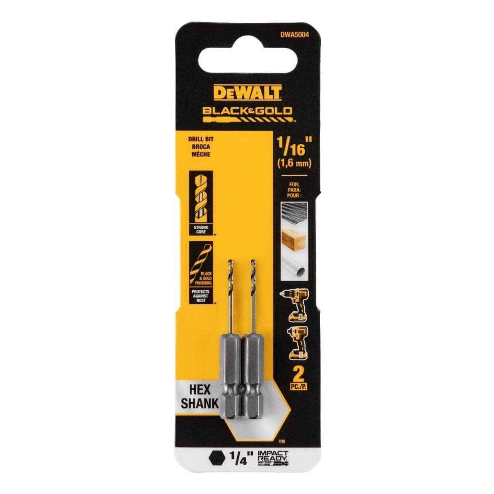 DeWALT Black U0026 Gold Impact Ready Drill Bit 2 Pack 1 16