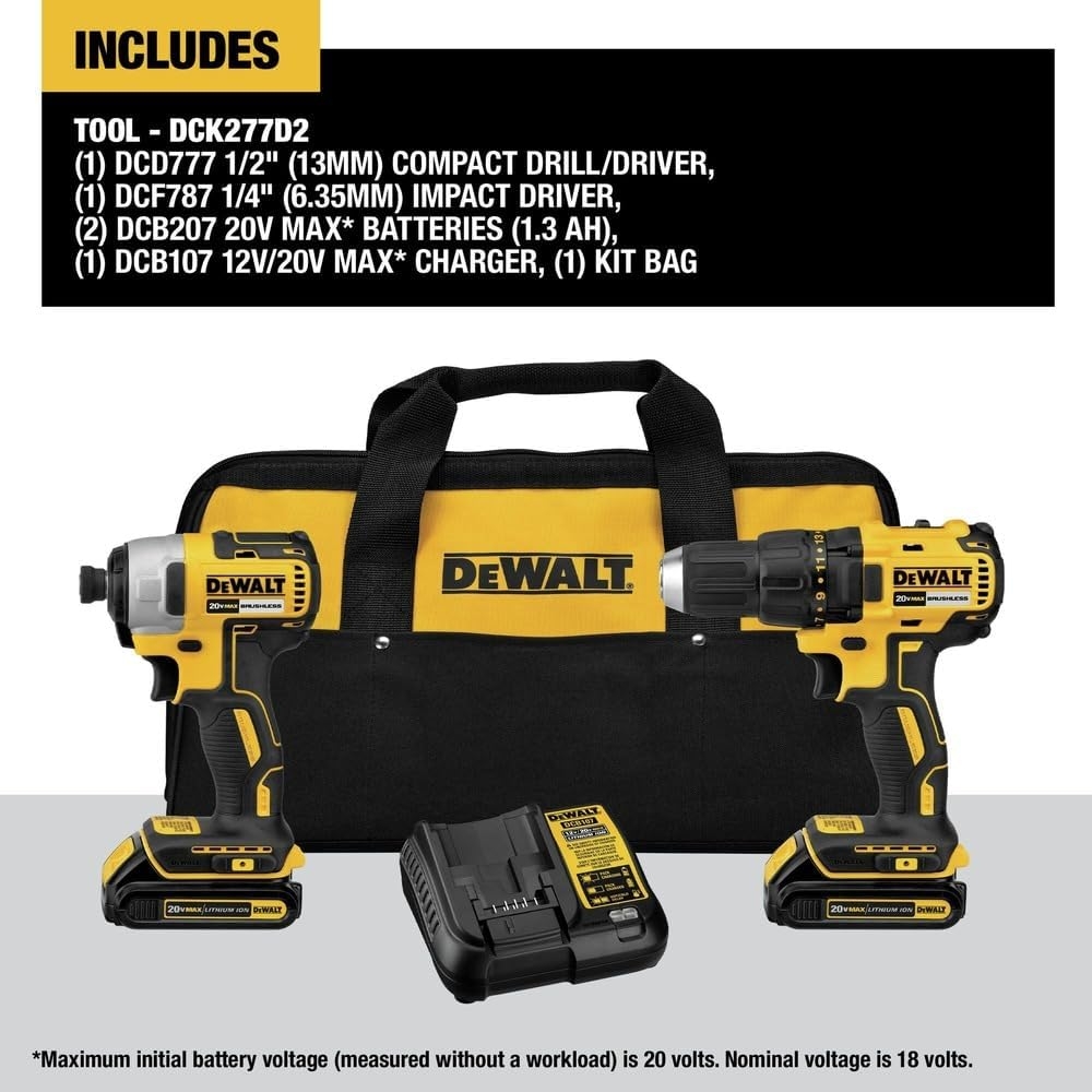 dewalt drill and impact driver set