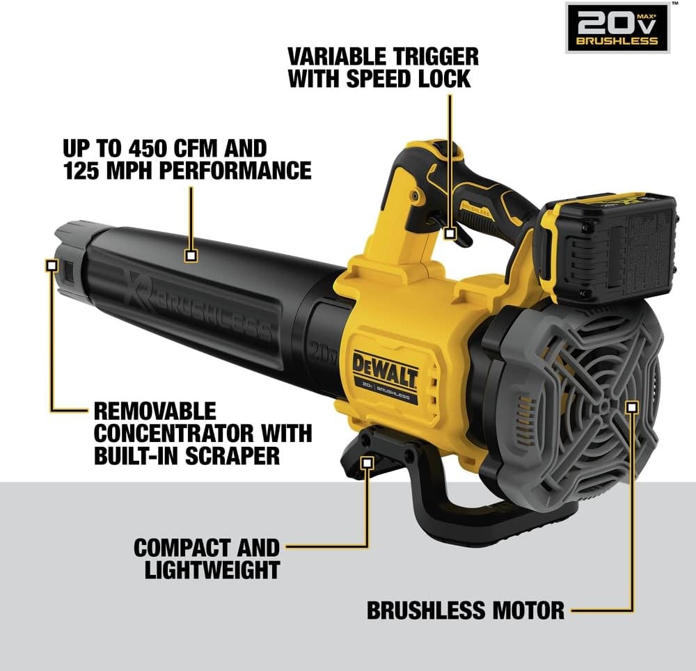 Dewalt Brandclub DEWALT 20V MAX XR Leaf Blower 125 MPH 450 CFM DCBL722P1 