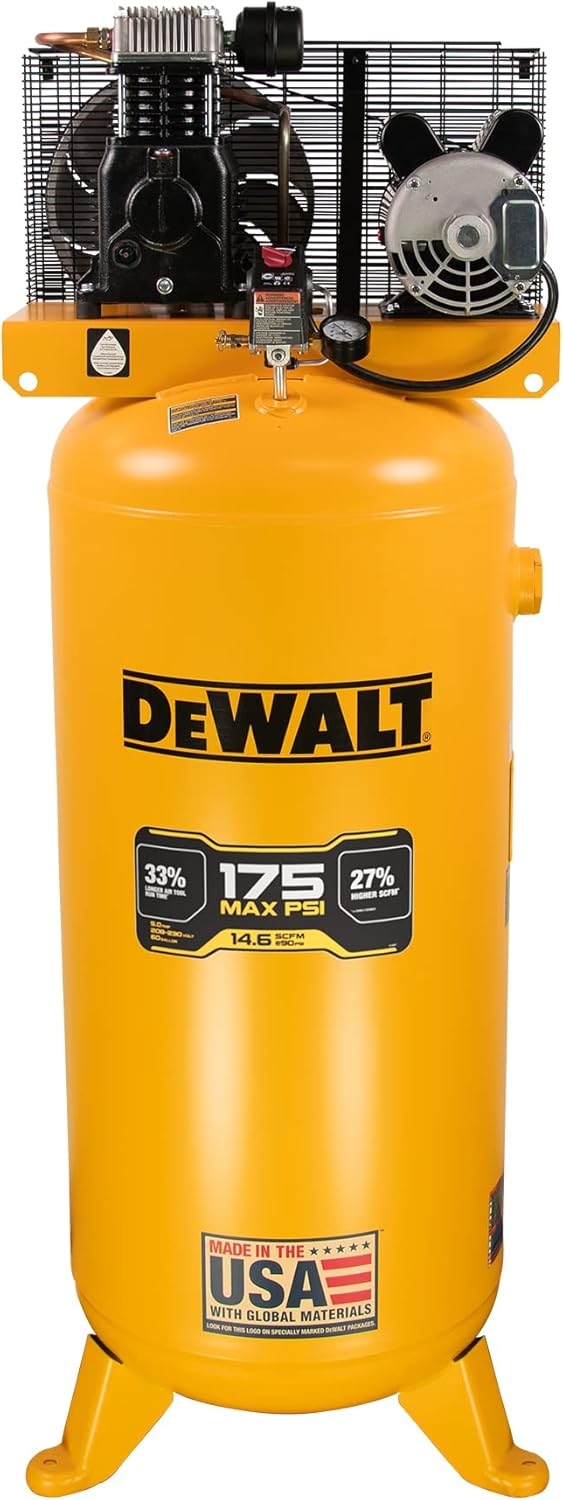Dewalt Brandclub DEWALT 60 Gallon Vertical Air Compressor 5 HP 175 Max PSI Single Stage 240V High Performance 60 Gallon Air Compressor For Industrial Use Durable 5 HP Motor Efficient Power Output