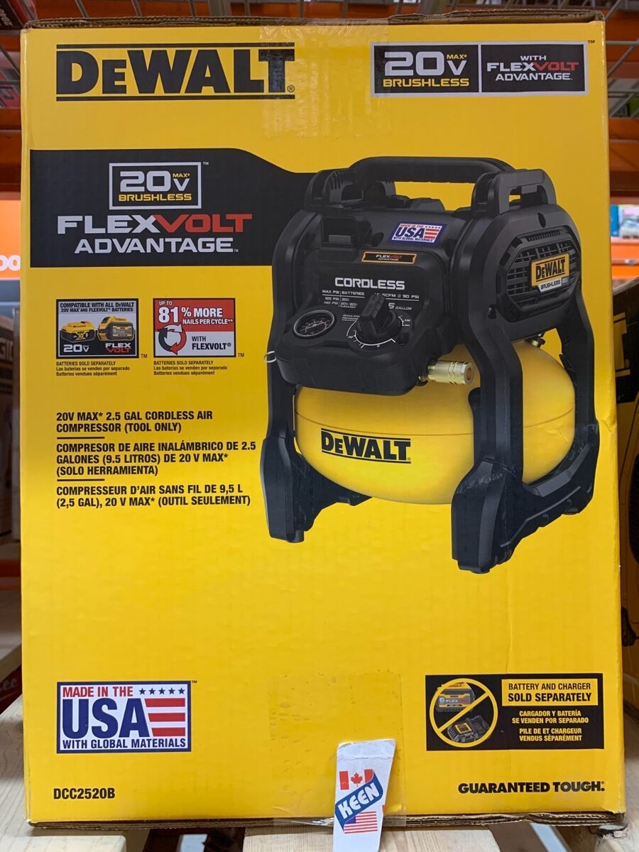 DEWALT CANADA 20V Li Ion 2 5 Gal Portable Cordless Air Compressor Tool Only EBay