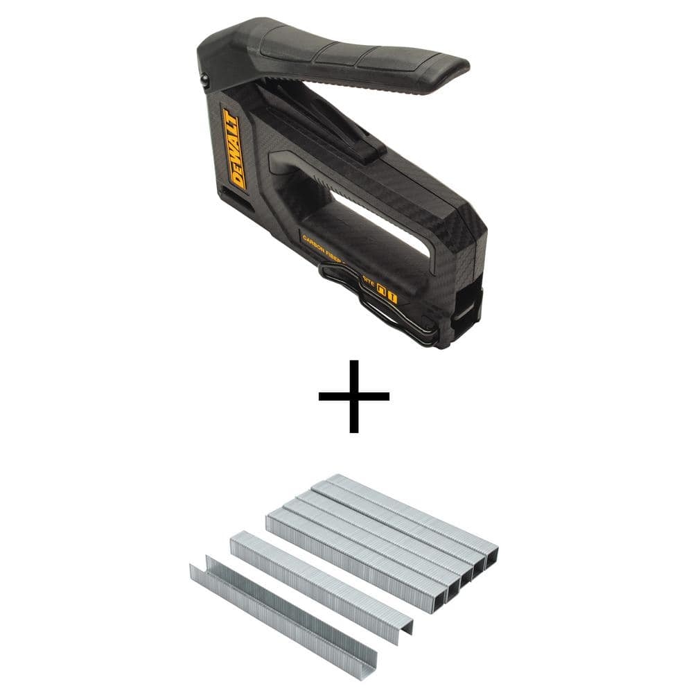 DEWALT Carbon Fiber Stapler Tacker And 3 8 In Heavy Duty Staples 5000 Pack DWHT80276W7065 The Home Depot