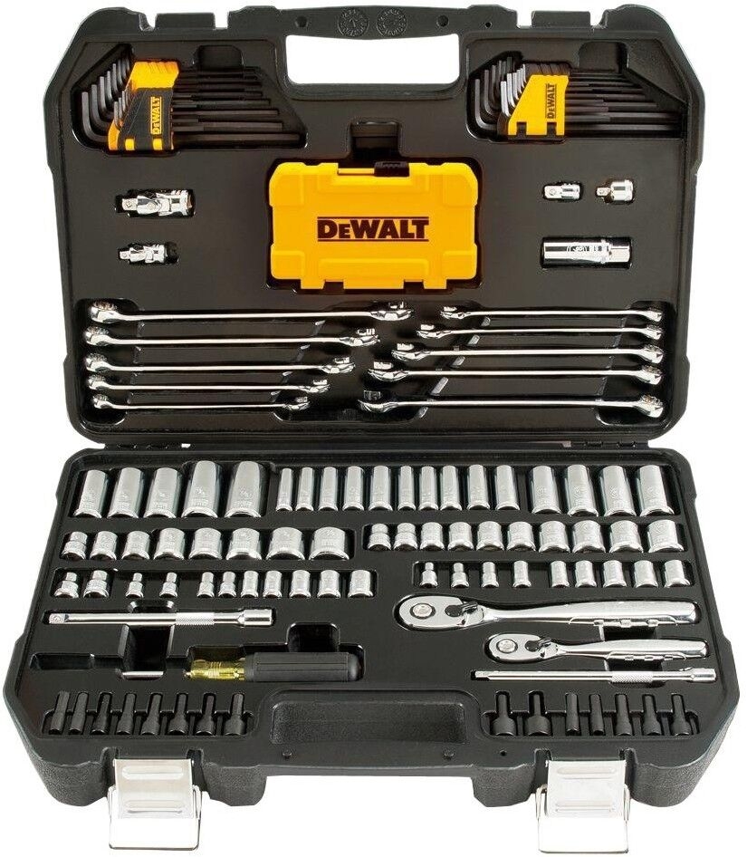 DEWALT Chrome Mechanics Tool Set Ratchet Socket Wrenches Hex Keys 