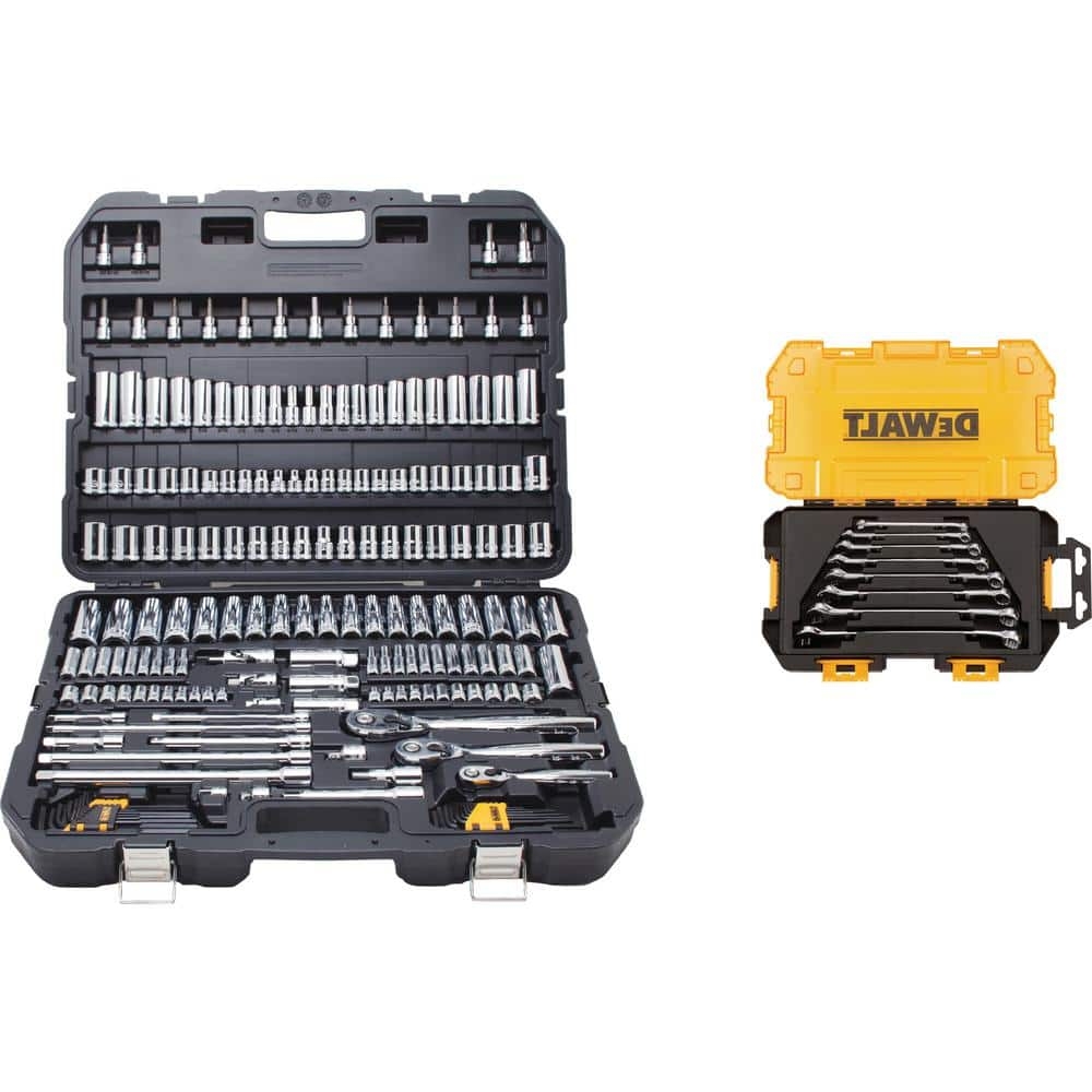 DeWalt Chrome Vanadium Mechanics Tool Set 192 Piece And SAE Combination Wrench Set 8 Piece 