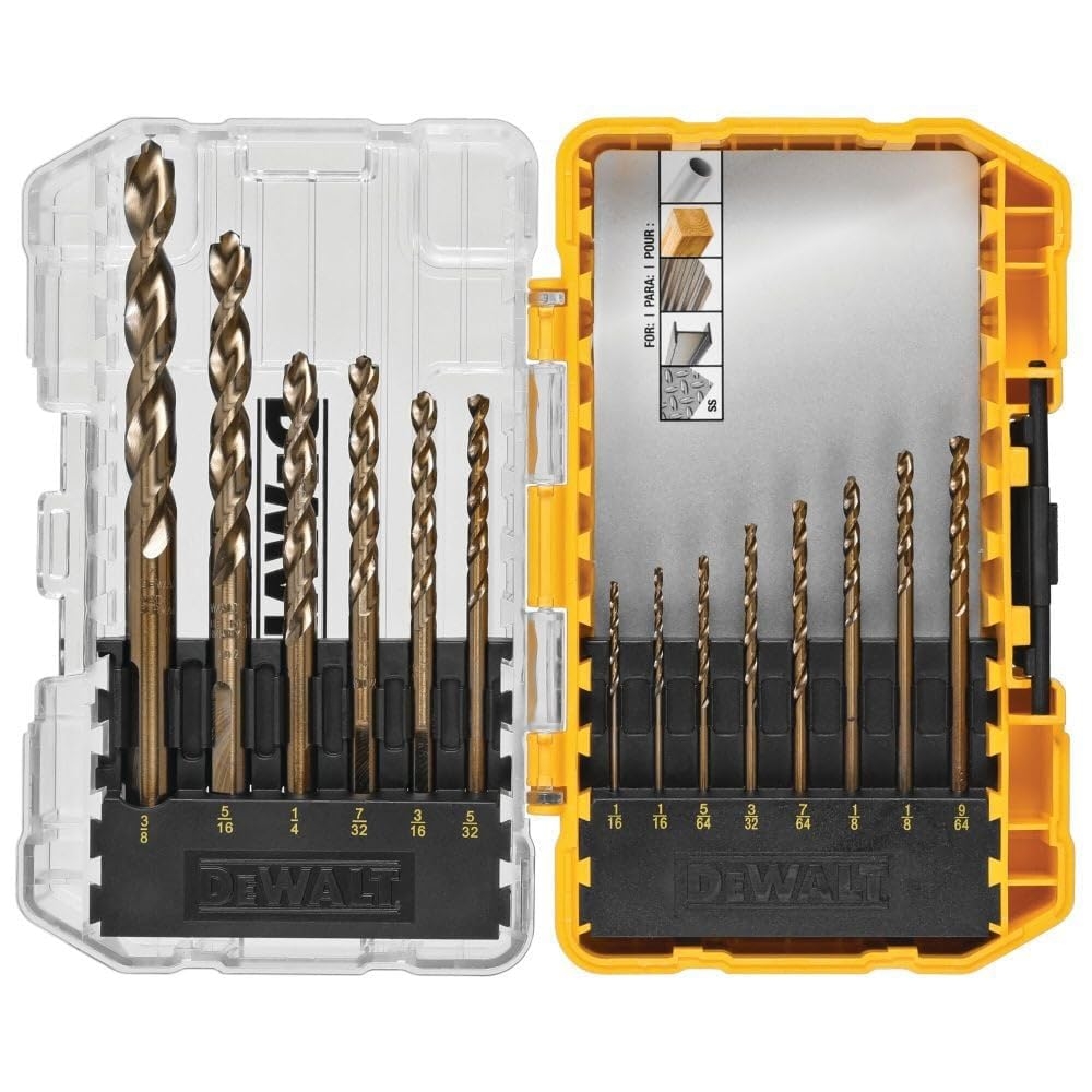 DEWALT Cobalt Alloy Steel Drill Bit Set With Pilot Point 14 Piece 