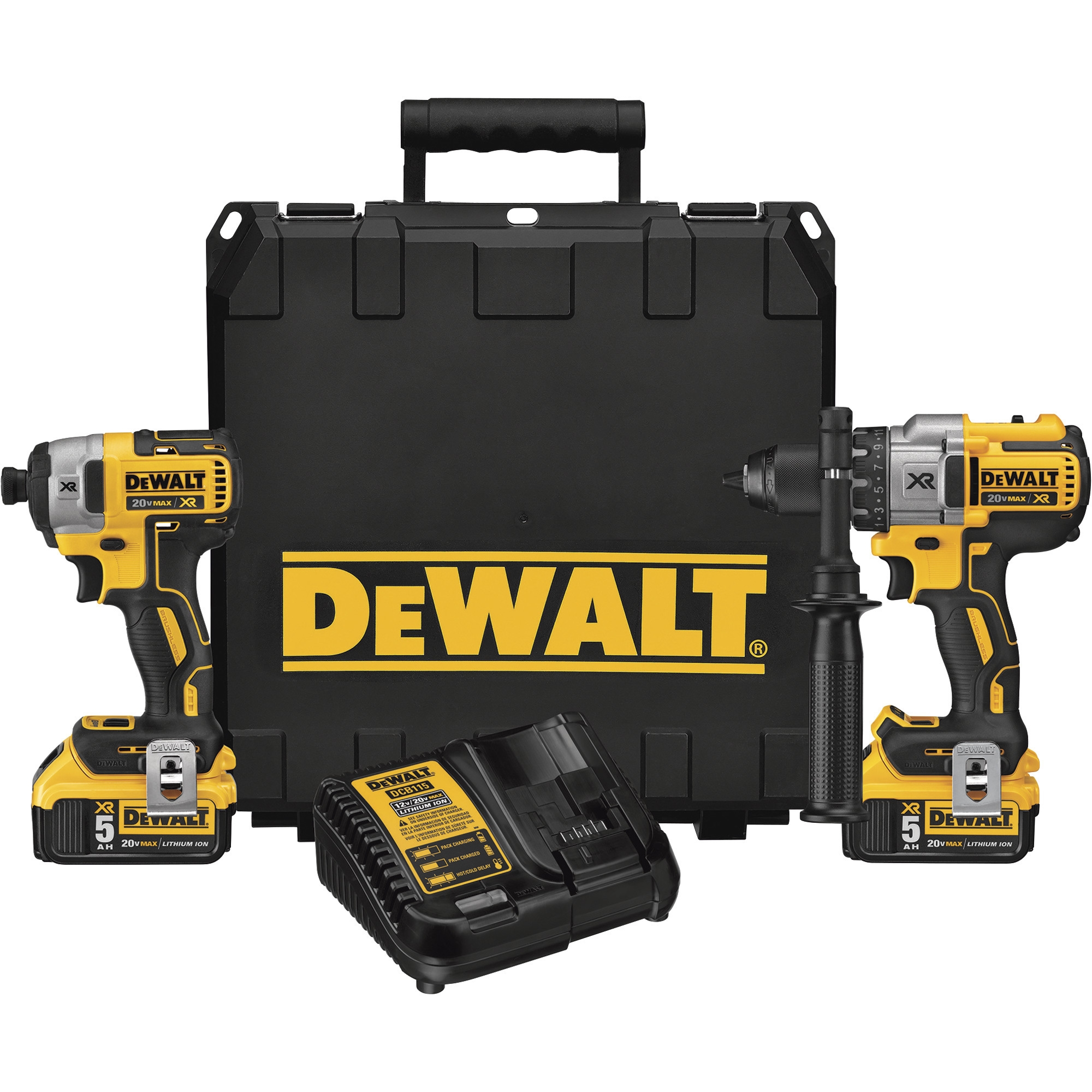 DEWALT Cordless 20 Volt MAX XR Lithium Ion Brushless Premium Hammer Drill And Impact Driver Combo Kit 2 Batteries Model DCK299P2 Northern Tool