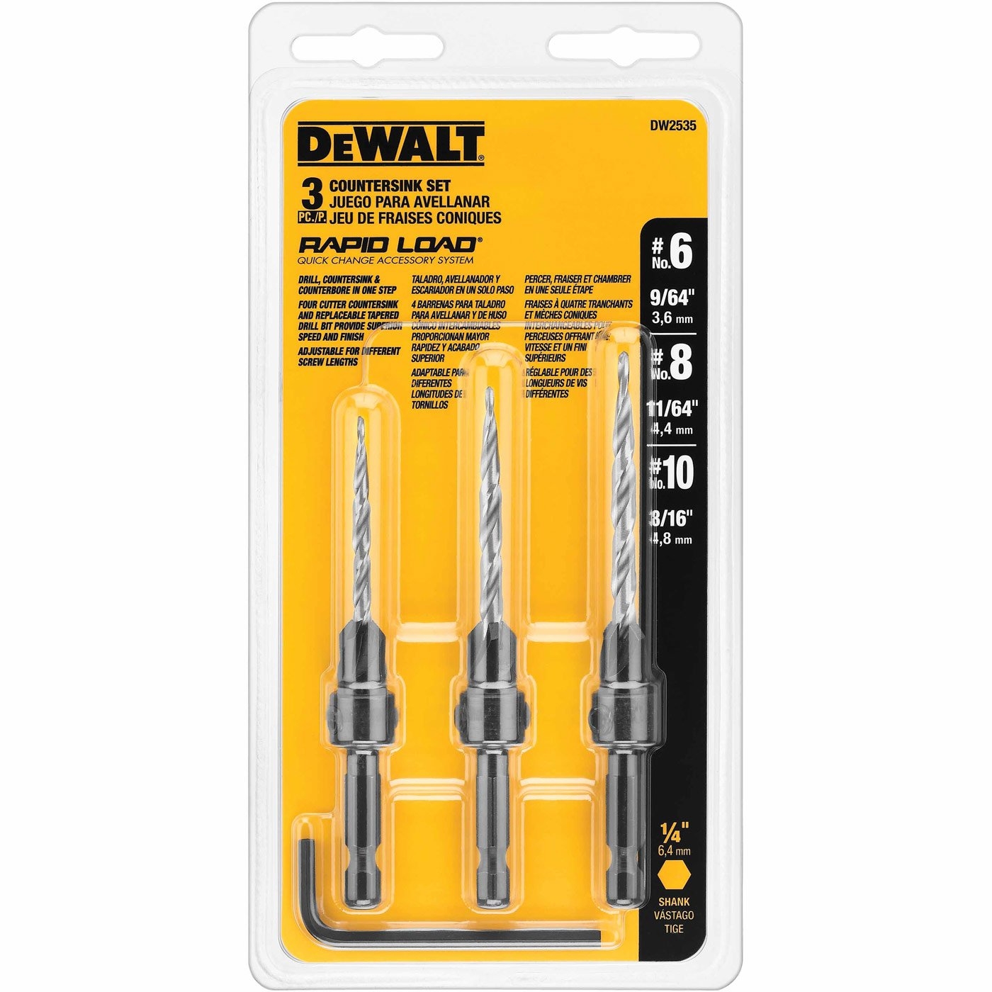 DEWALT Countersink Drill Bit Set 6 8 10 3 Piece DW2535 Countersink Bits Amazon