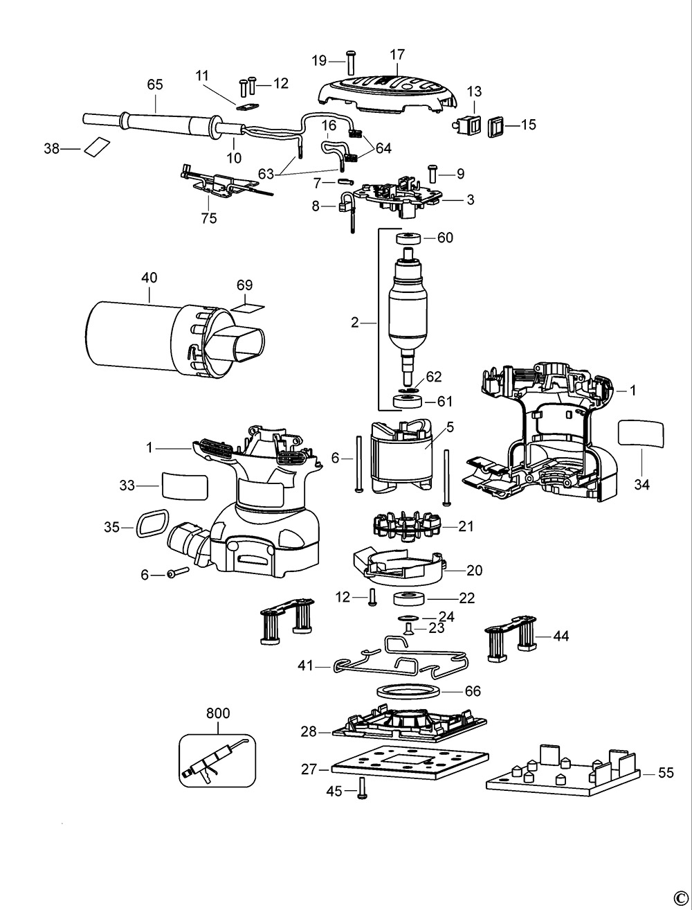 DeWalt D26441 Type 1 Palm Grip Sander Spare Parts Part Shop Direct