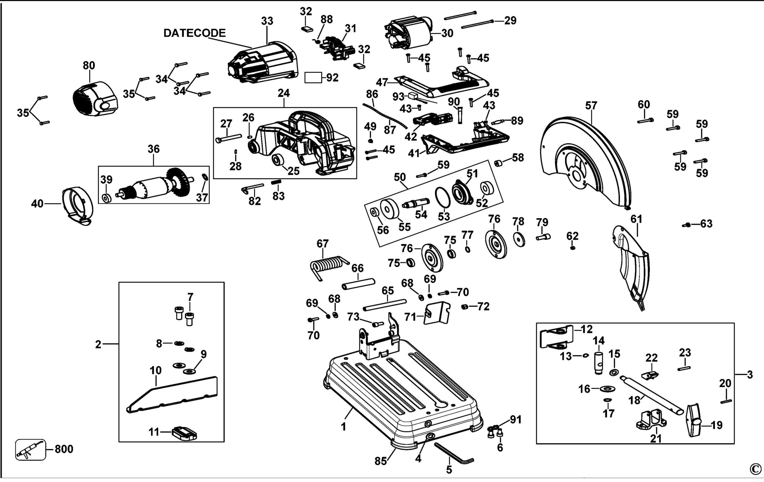 Dewalt D28730 Chop Saw type 20 Spare Parts SPARE D28730 TYPE 20 From Spare Parts World