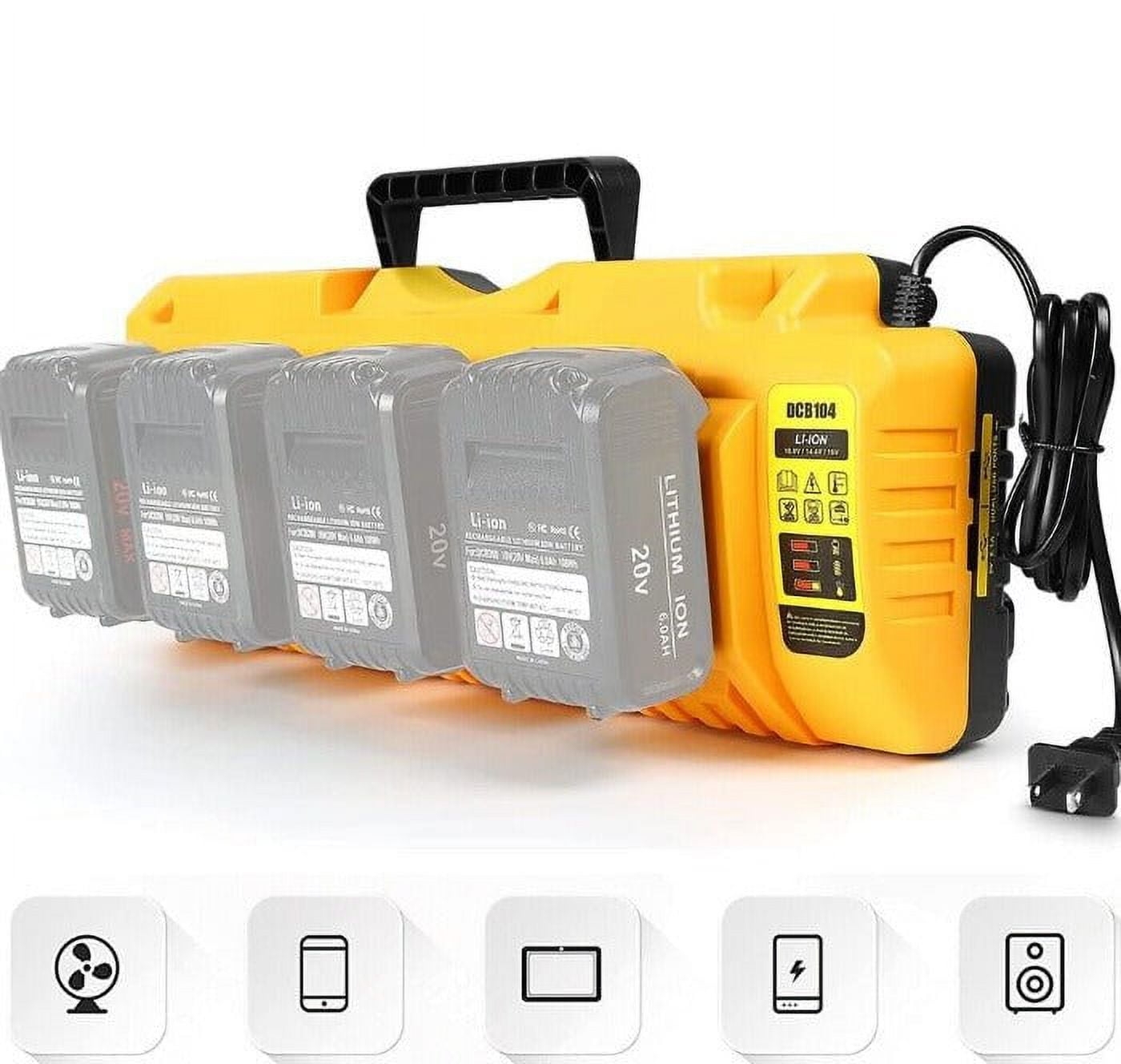 DEWALT DCB104 Multi Port Fast Charger For 12v 18v 20v Li Ion Batteries With Lithium Adapter Walmart