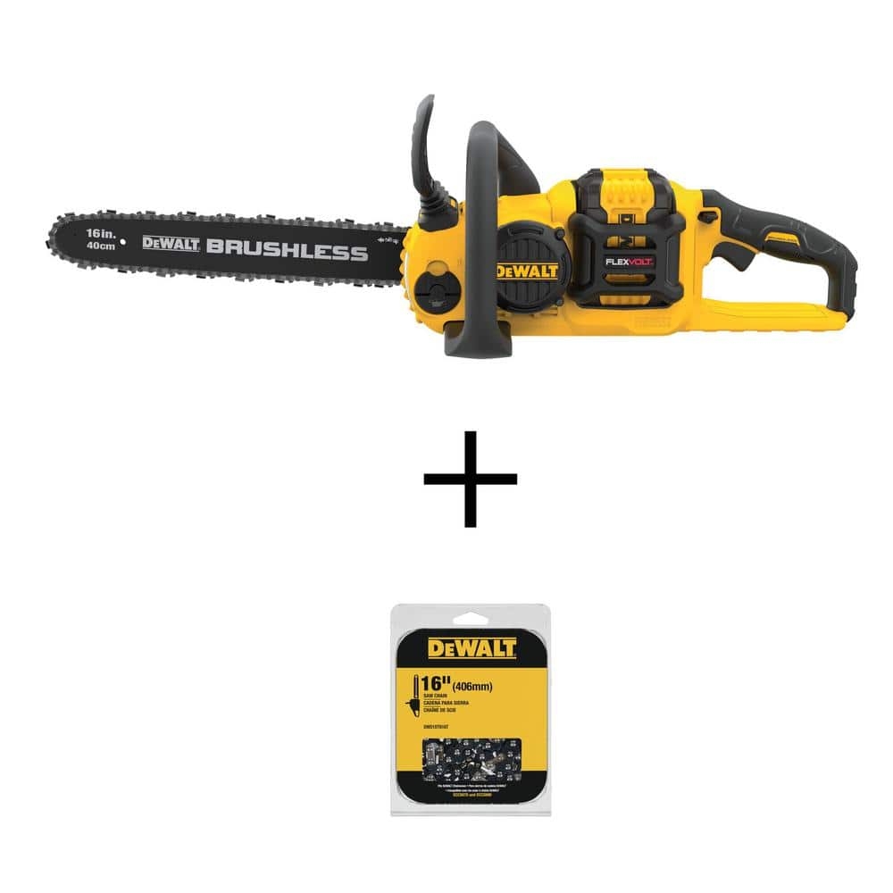 DeWalt DCCS670X1WT616T 60V Max 16in Brushless Battery Powered Chainsaw Kit With 16in Chain 1 FLEXVOLT 3AH Battery U0026 Charger