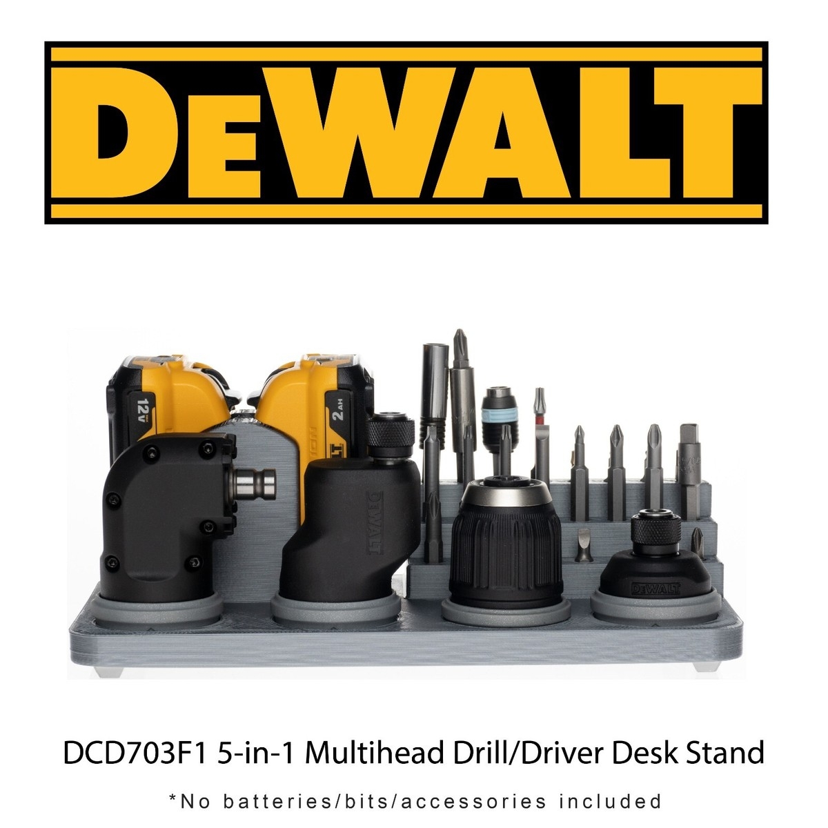 DeWALT DCD703F1 5 in 1 Drill Driver Desk Workbench 12V Battery Bit Organizer