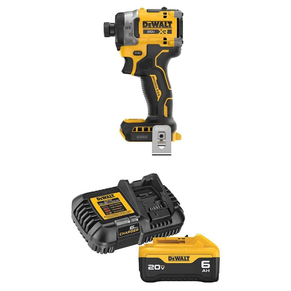 DeWalt DCF860BWDCB206C 20V Max XR Lithium Ion Cordless Impact Driver With 6 0 Ah Battery Pack And Charger Kit